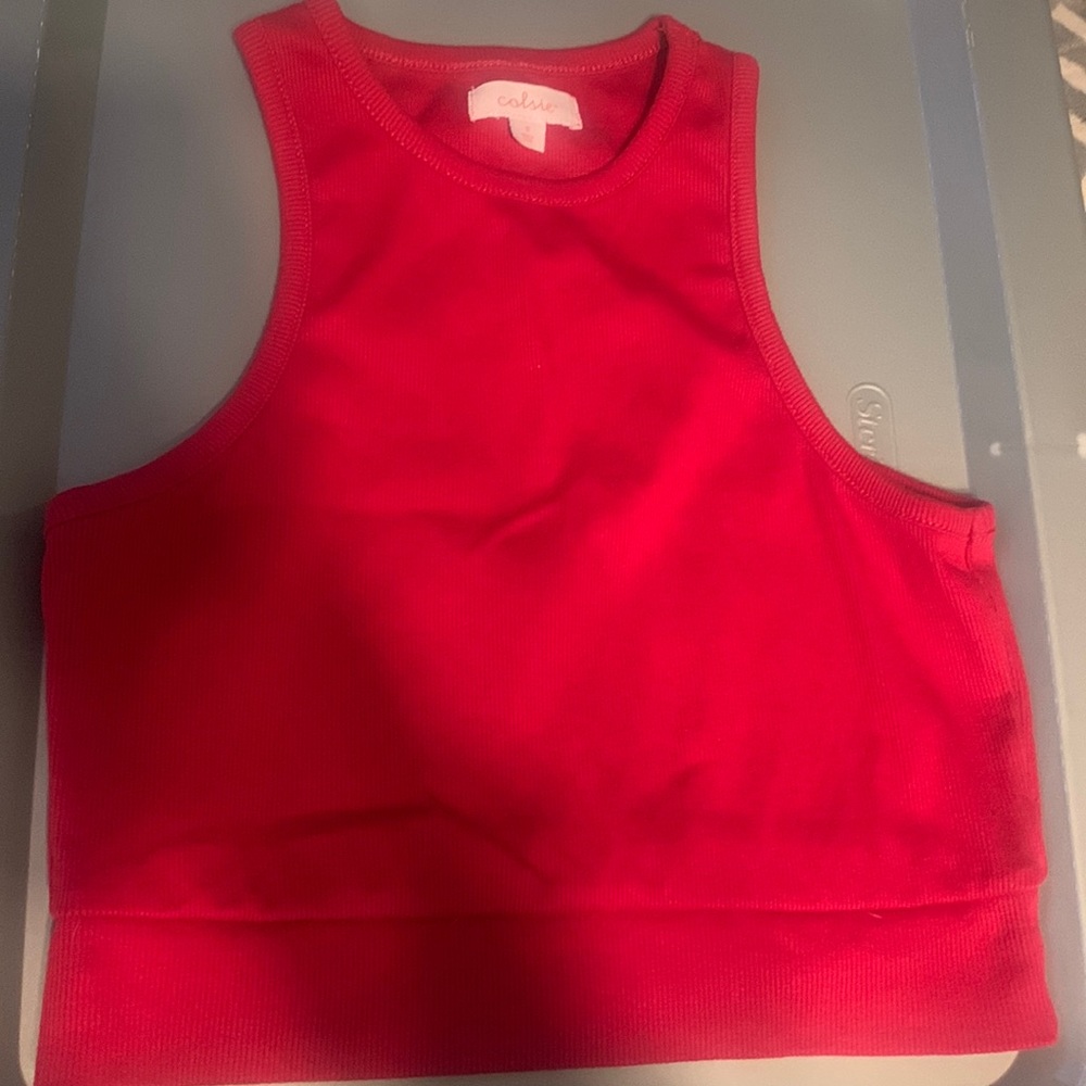 red comfy tank. wore it as pajama shirt two times